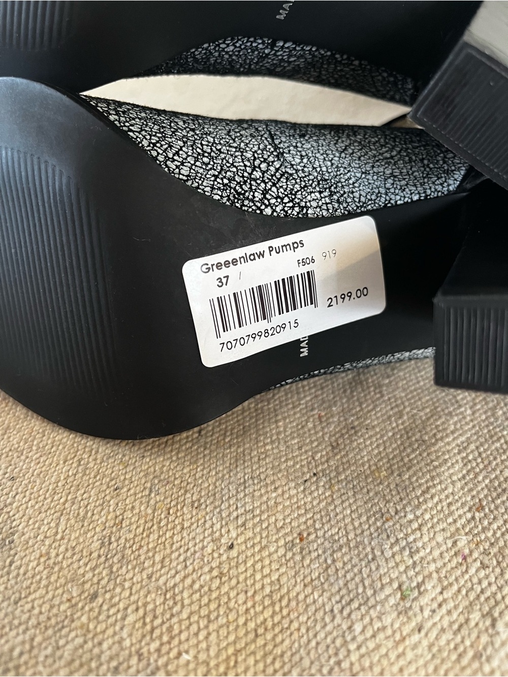 Riccovero Since 1936 Woman's Black Leather Evening Speckled Greenlaw Pumps Sz 37 - Picture 12 of 12